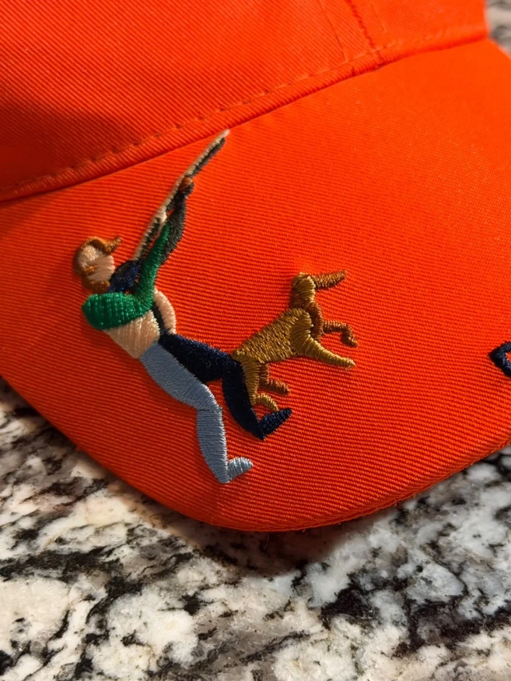 Vintage Embroidered Orange Hunting Cap Hat Strapback Adjustable NOS